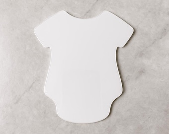 White Acrylic Baby Onesie Blank: DIY Craft Supply, 1-3 inch