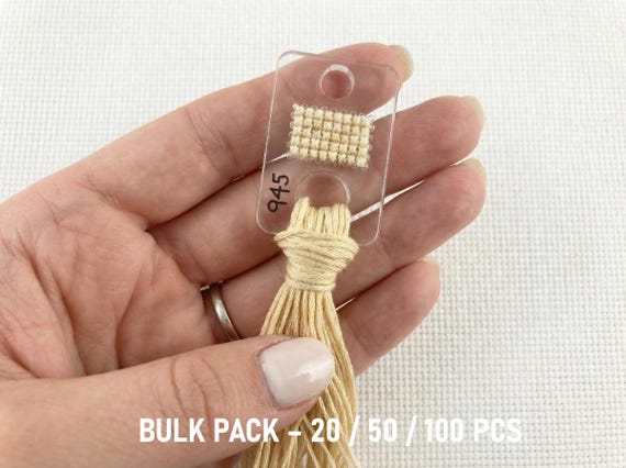 Clear Acrylic Embroidery Floss Organizer with Thread Sample, Cross Stitch Color Card, Needlepoint Thread Holder Bulk Pack 10, 20, 50 pcs