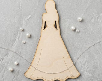Birch Wood Bride Silhouette Ornament, Wedding Keepsake, Bridal Shower Gift Card, Wooden Jewelry Display, Bridesmaid Thank You Gift