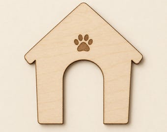 Wooden Dog House Cutout, 3mm Birch Plywood Pet Craft Blank, Laser Cut Kennel Shape, Paintable DIY Dog Lover Decor