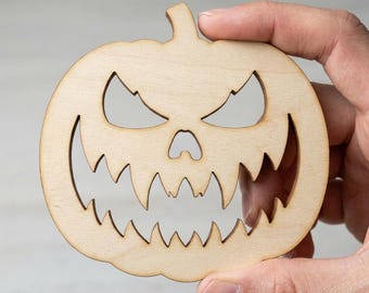 Jack O Lantern Pumpkin Cutout, Spooky Halloween Tiered Tray Decor, Scary Face Pumpkin Ornament Blank, 3-8 Inch Bulk Pack of 5 10 20 40