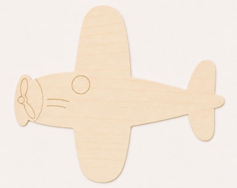Wooden Airplane Cutout, 3mm Birch Plywood Vintage Plane Craft Blank, Laser Cut Aviation Shape