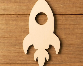 Unpainted Wooden Rocket Cutouts: DIY Craft Shapes, Birch Plywood