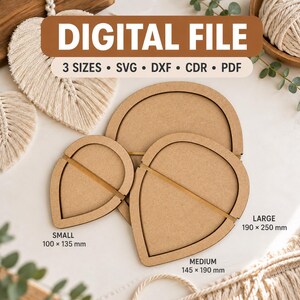 Macrame Leaf Cutting Template SVG, Macrame Feather Jig DXF, Laser Cut File, 3 Sizes, Cdr pdf, Instant Digital Download