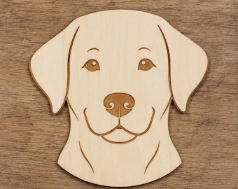 Wooden Labrador Dog Head Cutout, 3mm Birch Plywood Pet Craft Blank, Laser Cut Retriever Shape, DIY Dog Lover Gift