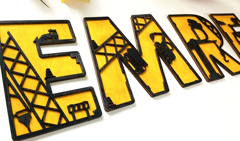 Construction Themed Name Sign, Construction Nursery Letters, Name Sign ...