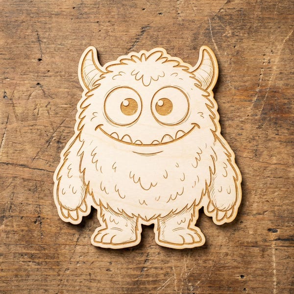 Engraved Wooden Monster Cutout, DIY Craft, Kids Painting