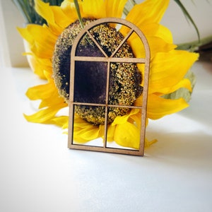 Arch window, gothic window, doll house window, for crafts, decoration, natural wood, miniature window, Wooden church window,