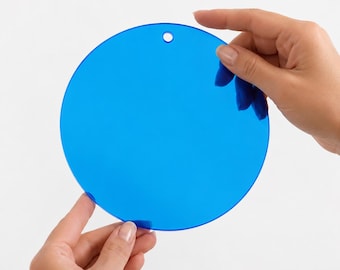 Transparent Blue Acrylic Circles, 3mm Large Round Blanks, 3.5–8 Inch, Choose Size and Quantity