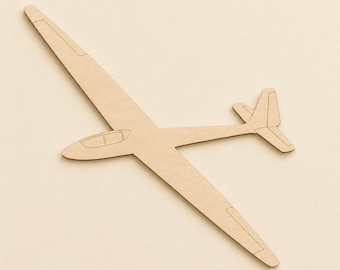 Wooden Glider Cutout, 3mm Birch Plywood Airplane Shape, Laser Cut Craft Blank for Aviation Decor and DIY Projects