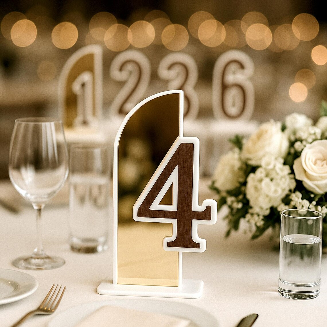 Mirrored Table Numbers Gold Mirror Table Number: Wooden Numerals, Modern Wedding Decor - Etsy