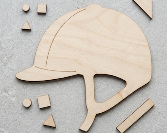 Equestrian Riding Helmet Cutout, Horse Rider Gift, Horse Show Award Tag, Wooden Barn Keepsake Ornament, 3-8 Inch Bulk Pack of 5 10 20 40