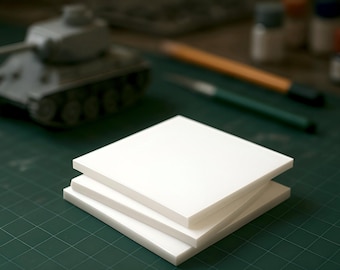 White Glossy Acrylic Sheet: 3mm Square Plexiglass for Laser Cutting