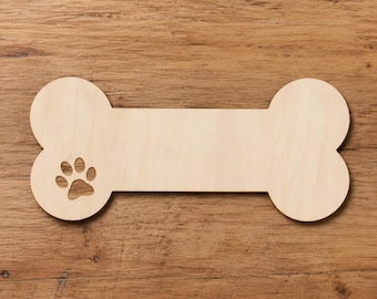 Wooden Dog Bone Cutout, 3mm Birch Plywood Pet Craft Blank, Laser Cut Bone Shape, Paintable DIY Dog Lover Decor