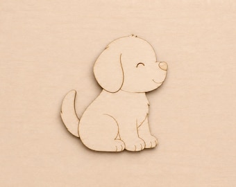Unfinished Wooden Dog Cutout for Crafts, DIY Paint Puppy Wood Shape, Kids Room Wall Decor, Laser Cut Blank Wooden Dog Embellishment