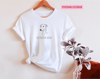 Personalizable Greyhound T-Shirt, Dog Owner Gift, Custom Dog Shirt, Greyhound TShirt, Greyhound Gift