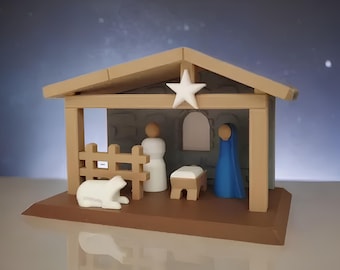 Modern eco-responsible modern Christmas nativity scene