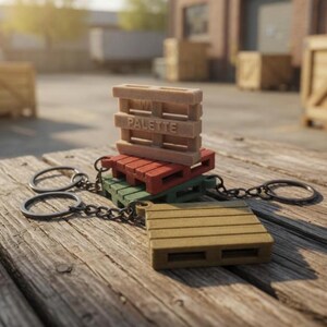Aanpasbare sleutelhanger voor logistieke pallets – Miniatuurindustrie – Goodies en relatiegeschenken