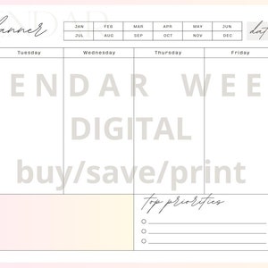 WEEKLY PLANNER CALENDAR 2023/2024/2025/2026