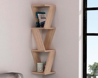 Modern Corner Shelf, Wooden Laser Cut Wall Shelf Vector Template, Digital Files SVG, DXF, CDR, Ai, Pdf Home Decor Wooden Furniture Plans