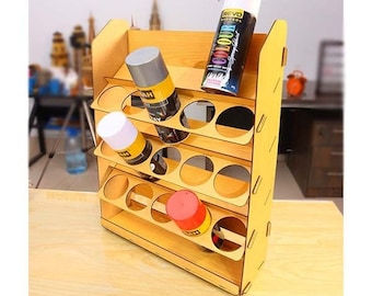 Wooden Spray Paint Holder, Can Rack Vector Template Digital Files SVG, DXF, AI, Pdf, Paint Organizer, Bottle Holder
