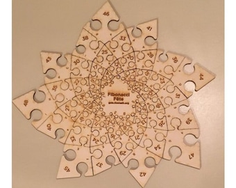 Laser Cut Fibonacci Spiral Jigsaw Puzzle, Wooden Laser Cut Puzzle Pattern, Jigsaw Template Digital Files SVG DXF CDR Ai Pdf Puzzle Mind Game