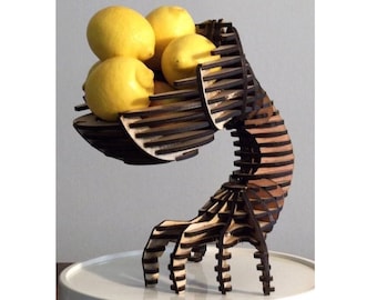 Wooden Laser Cut Hand Shaped Fruit Basket 3D Puzzle, Decorative Abstract Fruit Platter, Home Decor Vase Digital Files SVG, DXF, CDR, Ai, Pdf