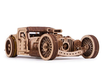 Laser Cut Wooden Hot Rod Car Model With Assembly Instruction, Mechanical 3D Wooden Puzzles To Build, Laser Cut SVG CDR DXF Ai Digital Files