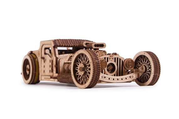 Laser Cut Wooden Hot Rod Car Model With Assembly Instruction