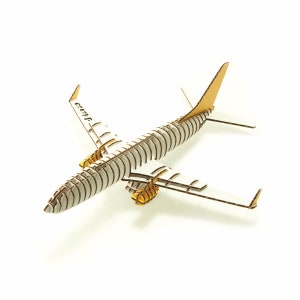Modelo de quebra-cabeça 3D de avião de madeira cortado a laser com instruções de montagem Modelo de quebra-cabeça 3D de brinquedo a jato de madeira compensada, arquivos digitais SVG DXF CDR Ai Pdf