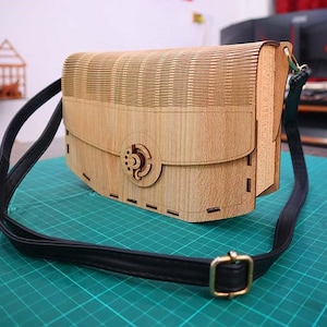 Laser Cut Wooden Clutch Bag Stylish Glowforge Handbag Circut Designer Plywood Purse Vector Template Digital Files SVG DXF CDR Ai Pdf Etsy