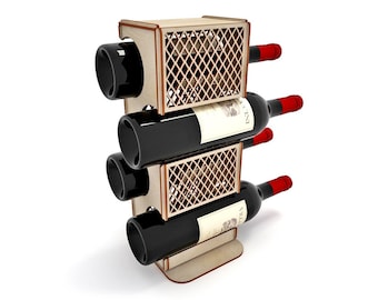 Wooden Wine Rack Laser Cut Wine Holder Wine Bottle Stand Wine Display Stand Vector Template SVG CDR Ai Pdf Gift For Wine Lover Digital Plans