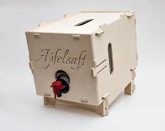 Laser Cut Wooden Bag In Box, Juice Box, Wine Box, Beverage Dispenser, Stackable Box, Vector Tempate With Assembly Instruction, SVG, DXF, AI