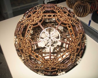 Laser Cut Wooden 3d Puzzle Ball Model, Steampunk Toy Template, Educational Toy Vector Template Digital Files SVG, DXF, Ai, Pdf, Toy Plans