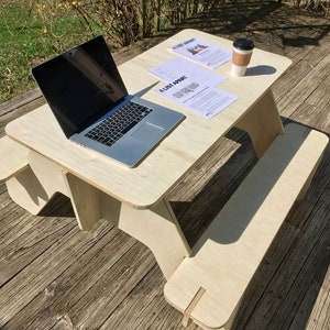Houten picknicktafel sjabloon, vectorbestanden voor lasercut nad CNC-router, digitale bestanden SVG, DXF, Cdr, Ai, Pdf tuintafel patroon
