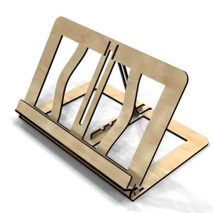 Ufficio Ipad Stand Pieghevole Tablet Stand Libro Stand Modello Laster Cut SVG DXF CDR Ai Pdf Piani vettoriali Supporto da tavolo Accessori da scrivania