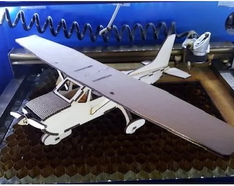 Laser Cut Wooden Airplane Areoplan 3D Puzzle Model, Cool Kids Airpalne Toy Digital Files SVG, DXF, CDR, Ai, Pdf Plane Toy Vector Template