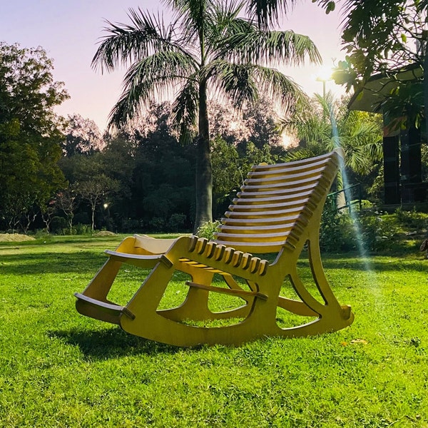 Laser Cut Wooden Rocking Chair Template, Laser Cut SVG, DXF, CDR, Ai, Pdf, Digital Files, Vector Furniture Plans, Garden Chair