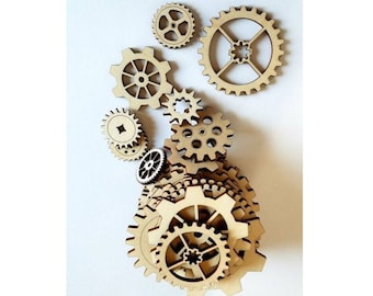 Wooden Laser Cut Gears Cup Coaster Set, Various Wooden Cup Coasters Mix, Digital Files SVG, DXF, CDR, Ai, Pdf, Gift Idea Vector Template