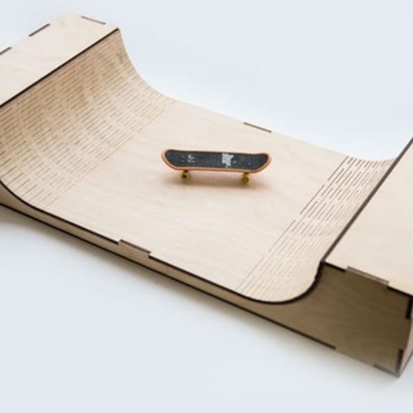 Laser Cut Wooden Fingerboard Ramp Toy Model, Skateboard Fan Gift Idea Vector Template Digital Files SVG, DXF, Cdr, Ai, Pdf DIY Toy