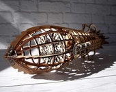 Laser Cut Wooden Airship Lamp Shade Vector Template, Decorative 3D Puzzle Lamp Digital Plans SVG, DXF, CDR, Ai, Pdf, Home Decor Woodwork