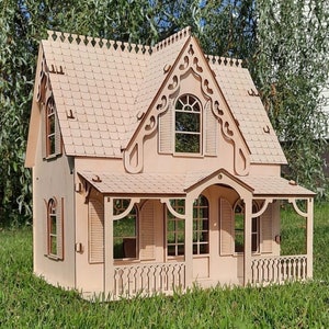   Basics Casa de muñecas de madera de 4 pisos con  accesorios para muebles para muñecas de 12 pulgadas : Juguetes y Juegos