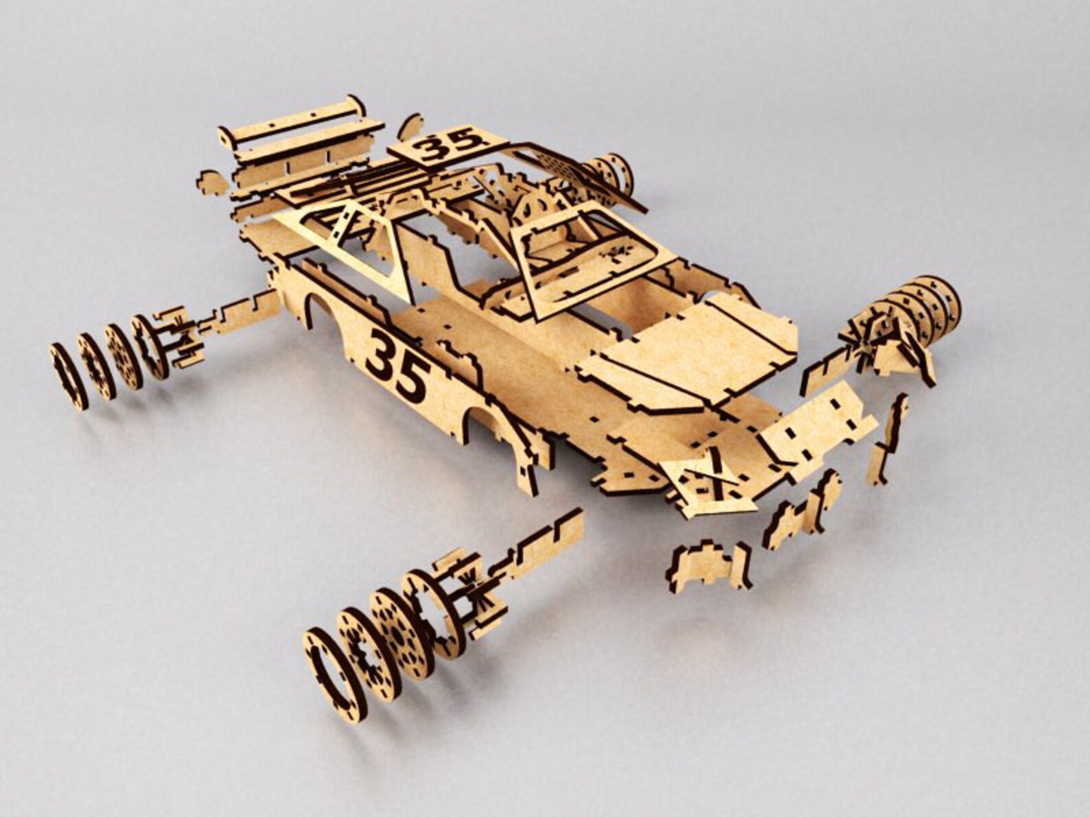 Wooden Laser Cut NASCAR Race Car Model, Plywood 3D Puzzle Toy Car ...
