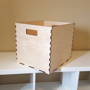 Wooden Ikea Kallax Insert Storage Box Laser Cut Plywood Container Vector Template Digital Files SVG DXF Ai Pdf Kallax Organizer Insert Bin