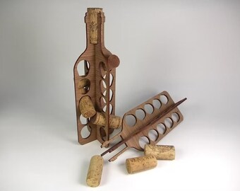 Wooden Wine Cork Holder Modern Decorative Wine Cork Display For Laser Cut Wine Cork Stand Vector Template SVG DXF Cdr Ai Contemporary Decor