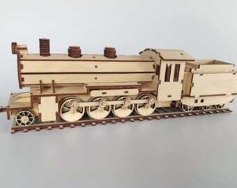 Wooden Laser Cut Train Locomotive Engine, Passenger Car, Goods Wagon And Track 3D Puzzle, Digital Files SVG, DXF, CDR, Ai, Pdf Laser Cut Toy