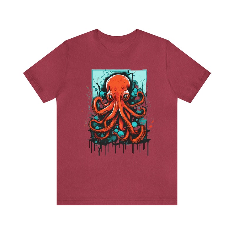 Graffiti Octopus T-Shirt Large Front Print Silver Color Featured image 5