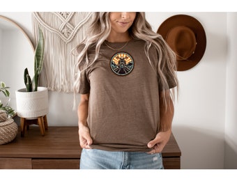 Cruiser Motorcycle T-Shirt (Heather Brown Color Featured)