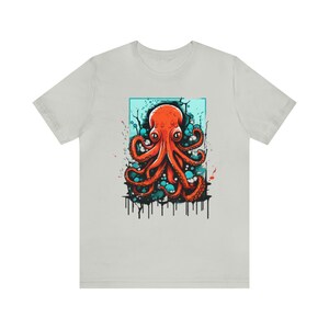 Graffiti Octopus T-Shirt Large Front Print Silver Color Featured image 10