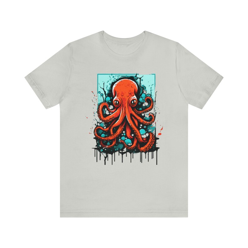 Graffiti Octopus T-Shirt Large Front Print Silver Color Featured image 10